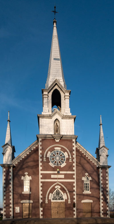 Red-brick church on Île Dupas, built in 1852