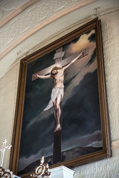 Painting by poet Charles Gill, showing Christ on the cross, in Saint-François-de-Sales Church in Odanak.