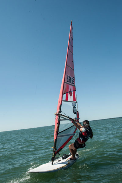 Windsurfer (a woman) on Lake Saint-Pierre
